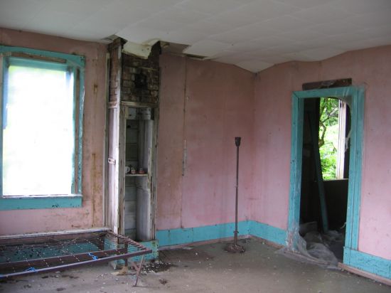 living room in abandoned native house