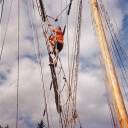 April Trigg in the rigging