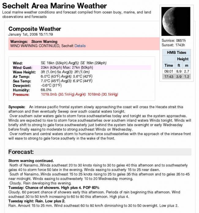 Sample Composite Weather Result Page